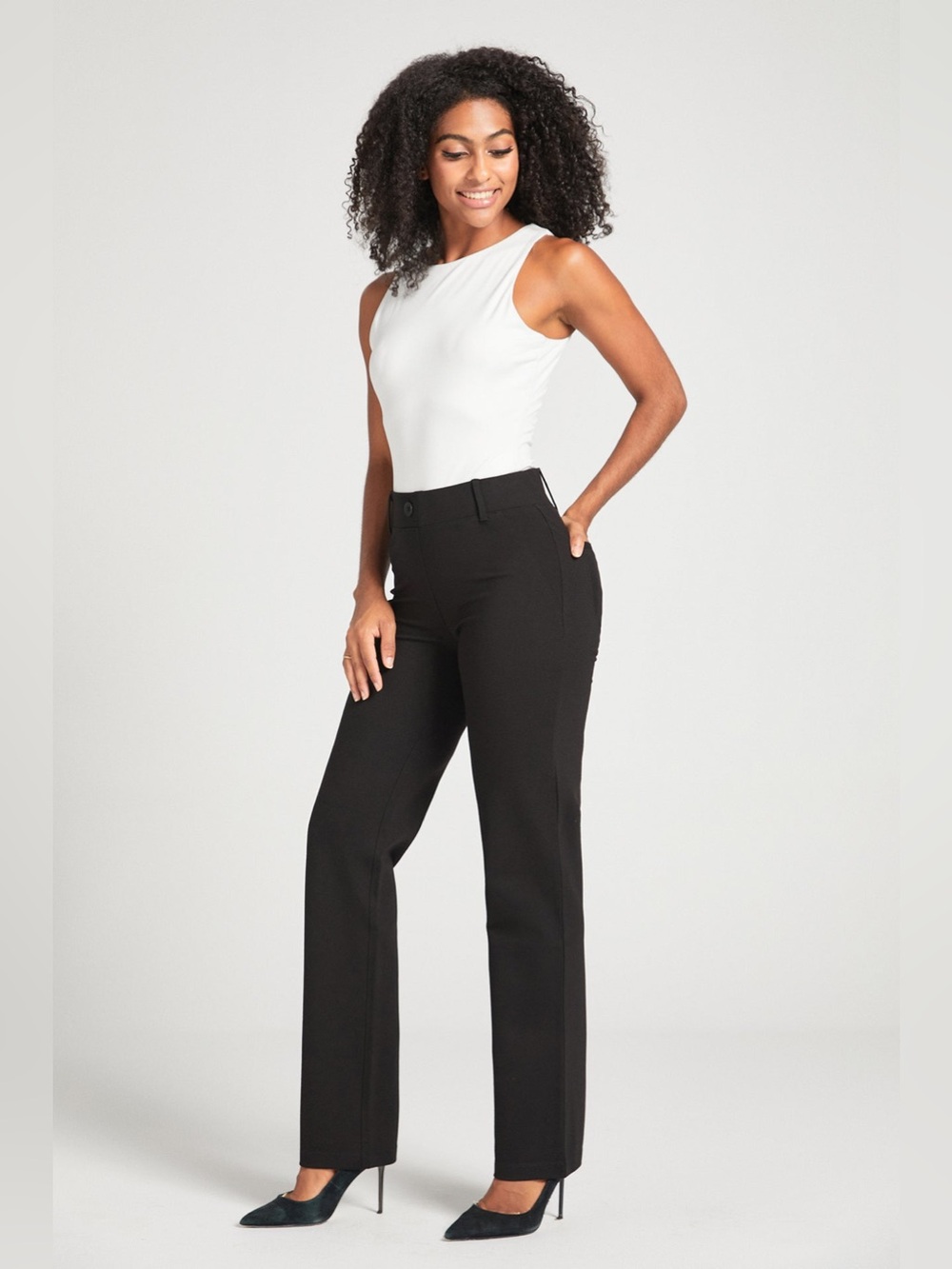 Betabrand Classic Dress Pant Yoga Pants Straight Leg Black XXS XS Petite